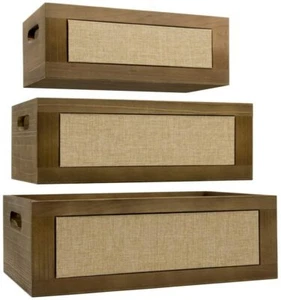 Darvish & Saints rustikale Nistkisten aus Holz [3er Set] - dekorative Sackleinen - Bild 1 von 8