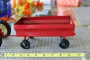 Vintage  Pressed Metal Toy Red Farm Wagon Trailer STAMPED WITH # 3532 UNDERNEATH