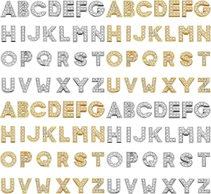 WILLBOND 104 Pcs Full Rhinestone Letter Charms A-Z 8Mm Rhinestone Slider Charms - Picture 1 of 12