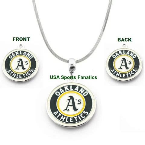 Oakland Athletics Double Sided Team Logo Pendant Necklace On A 925 Snake Chain Cover