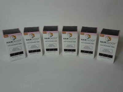 LOTE DE 6 fibras espesantes naturales de queratina para cabello de hairología (marrón oscuro a negro) Foto 1 de 4