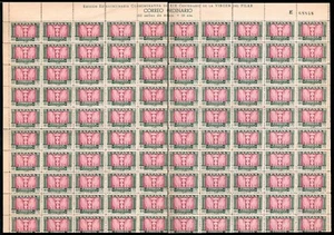 España 1946. Pilar. Edifil xx 998. Pliego complet 100 sellos. Sin Charnela lujo - Imagen 1 de 1