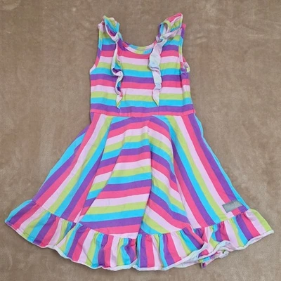 Vestido sin mangas Eleanor Rose para niños niñas a rayas con volantes talla 7-8 mezcla de algodón Foto 1 de 4