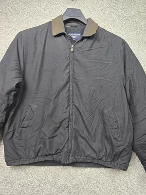Dockers Jacket Mens XL Black Leather Collar Bomber Nylon Shell Fleece Lined - Image 1 of 4