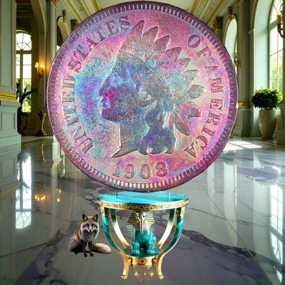 MONSTER TONE CHOICE++ 1908 Indian Head Cent w/ GEM Rainbow & Red Tones - Image 1 of 2