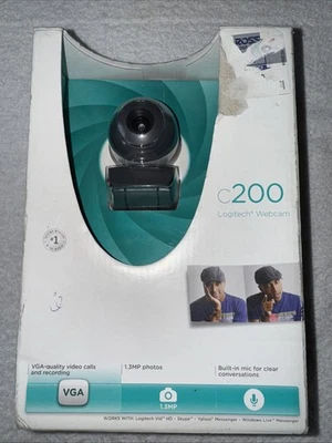 New in Open Box"LOGITECH WEBCAM C200 Blt-In Mic/1.3MP Photos/VGA-Qual. Vid.Calls - Image 1 of 4