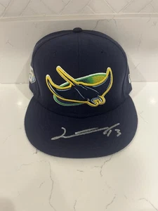 Junior Caminero Autographed Tampa Bay Devil Rays On Field Auth. Hat Beckett COA - Picture 1 of 4