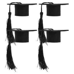4 Pezzi Mini Decorazione Festa Laurea Cappello Dottore Puntelli Piccolo Berretto Dottorato - Foto 1 di 12