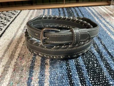 Cinturón de cuero gris Justin Western talla 30" con punto de látigo plateado Foto 1 de 4