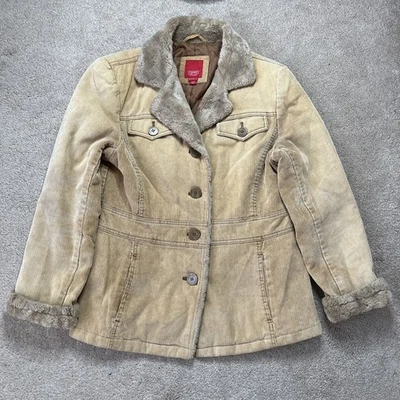 Chaqueta de pana vintage Espirit ribete de piel para mujer mediana Y2K años 90 retro occidental Foto 1 de 4