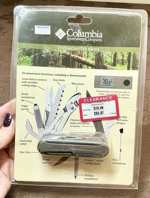 Columbia Termómetro Multi Cuchillo 14 Funciones Hoja Titanio Plegable Camping Foto 1 de 4