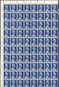 1961 CENTENARY DAME MELBA LEFT SHEET DEEP BRIGHT BLUE 80 CREAM PAPER MUH. - Bild 1 von 2