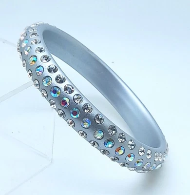 Pulseras brazalete plata redondas Lucite plástico transparente y ab estrás fiesta moda Foto 1 de 4