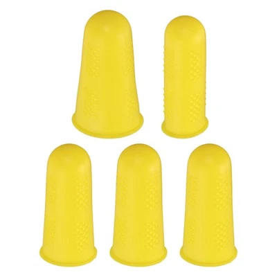 10Pcs Rubber Fingers Tips Finger Protectors Silicone Thimble 3 Sizes Yellow - Image 1 of 4