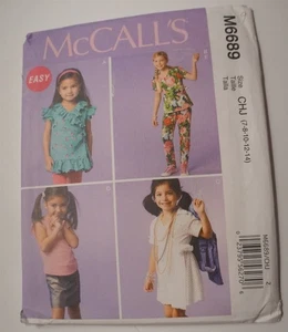 McCalls 6689 Girls Tops Dress Skirt Pants Sewing Pattern Sizes 7-14 - Picture 1 of 2