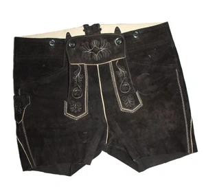 Pantaloni di pelle tradizionali da uomo Distler circa taglia 50 W33 Wiesn Oktoberfest corti tirolesi - Foto 1 di 6