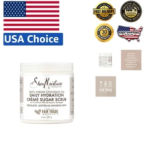Daily Hydration Crème Sugar Scrub with Raw Sugar - Moisturizing Coconut Oil 8 Oz - Picture 1 of 6