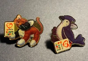 2 TY Teenie Beanie Babies Bird & Cat Original Pinback Lapel Button 1". - Picture 1 of 5