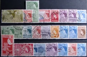 1953-58 BERMUDA #143-167: F/VF Used: QE II part. pictorial set to 10Sh./O'prints - Picture 1 of 2