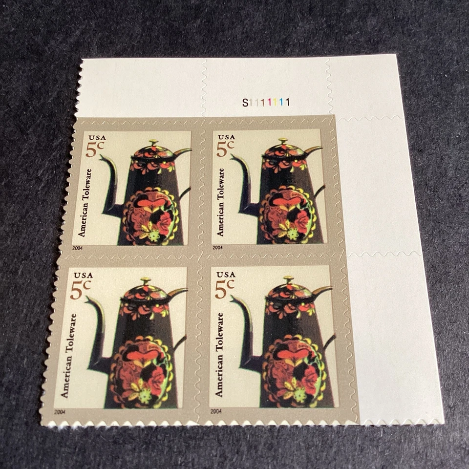 Bloque de 4 estampillas Scott #3756 American Toleware Plate - MNH-2004-EE. UU. Foto 1 de 1