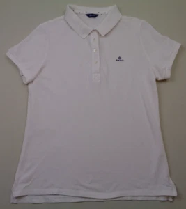 GANT Polo Shirt Men’s M White Stretch Cotton Logo Smart Casual Holiday Top - Picture 1 of 11
