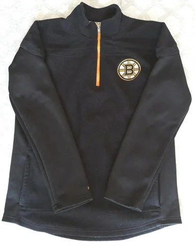 Boston Bruins 1/4 Zip Hockey NHL Fleece Sweater Black Youth Size Large Reebok Cover