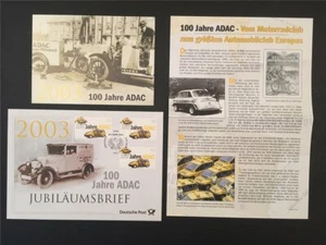GERMANY JUBILEE-FDC + CARD 2003 ADAC CAR HELICOPTER AVIATION EAGLE u623 - Picture 1 of 7