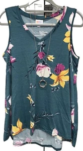 NWT New Release LuLaRoe Small Green Pink Yellow White Floral KRISTINA Tank - Picture 1 of 6