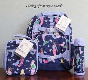 Pottery Barn Kids 3-pc NAVY MERMAID Large Backpack + Lunch Box + Water Bottle - Picture 1 of 1