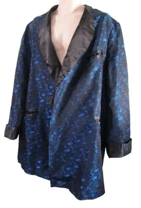 Chaqueta para fumar brocado estampado Martini vintage nueve profundidades XL falta corbata usada en excelente estado azul - Imagen 1 de 19