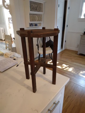 Antique wood mission plant stand. Octagon/Original finish Cover
