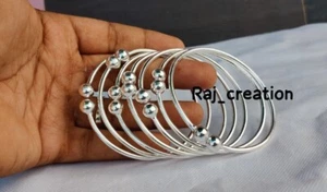 Handmade Bohemian Set of 7 Bangles Solid 925 Sterling Silver Women Bangles - Picture 1 of 11