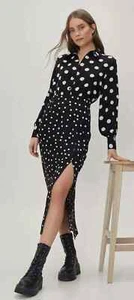 Falda Contraste Nasty Gal Lunares Camisa Midi Vestido Talla 8 o 18 Reino Unido Nueva con etiquetas Precio de venta sugerido por el fabricante £50 - Imagen 1 de 5