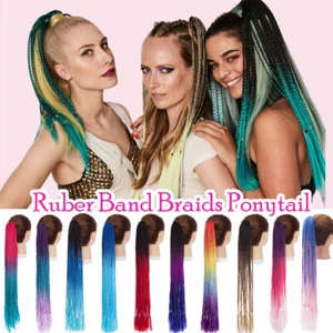 Ombre Coloured Braids Ponytail Hair Extension Elastic Band Braiding Wrap Pigtail - Picture 1 of 32