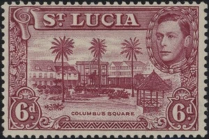 St.Lucia George VI 6d carmine-lake stamp SG 134a Mint - Picture 1 of 1