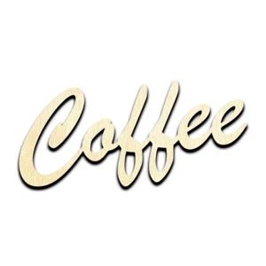 Coffee Word Text Laser Cut Out Unfinished Wood Shape Craft Supply - Picture 1 of 6
