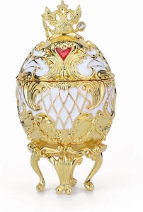 Faberge Egg Trinket Boxes Classic Enamel Hand-Painted Vintage Ornaments - Picture 1 of 12