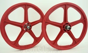 Skyway BMX 20" Tuff Wheels RED 9-TOOTH DRIVER retro NEW wheelset 3/8" 14MM - Picture 1 of 4