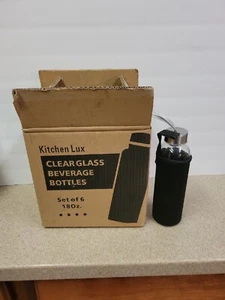 Kitchen Lux Clear Glass Beverage Bottle Tumbler 18oz Protective Holder Lot of 6 - Picture 1 of 6