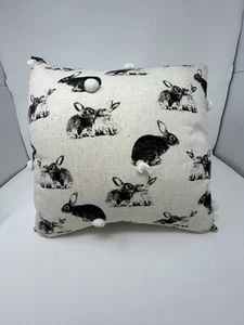 Pier One 16x16 Black And White Bunny Pillow Cottontail Easter - Picture 1 of 9