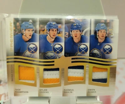 2023-24 Premier Quad Patch T.Thompson/Dylan Cozens/Rasmus Dahlin/Owen Power /5 - Image 1 of 2
