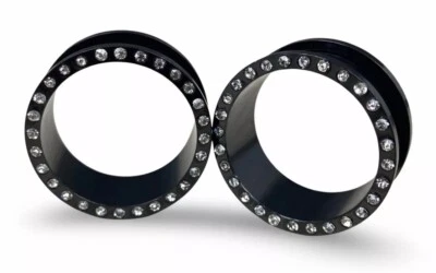 Par de Túneles Tornillos CZ Negro Juego Medidores Tapones 22mm 7/8 (cz7/8) Foto 1 de 2