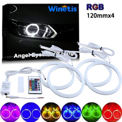 Cotton LED Angel Eyes Halo Ring Light for BMW E30 E32 E34 3 5 7 series Lamps RGB - Image 1 of 4