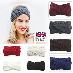 Mujeres Damas Invierno Cruz Crochet Tejido Lana Diadema Dima Dima para el Cabello Orejas - Imagen 1 de 22