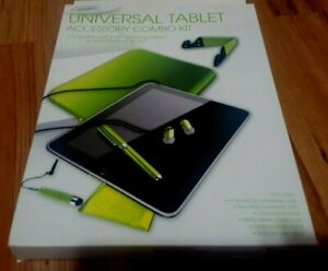 6 in 1 Universal Tablet Accessory Combo kit Case cloth stylus earphone Green