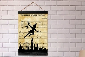 Peter Pan Silhouette The Second Star On The Right Sheet Music Art Print Canvas - Picture 1 of 8