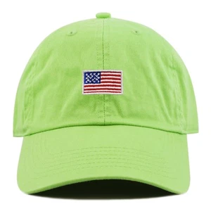 Cotton Hat - Kids Embroidered American Flag Washed Cotton & Denim Baseball Cap - Picture 1 of 64