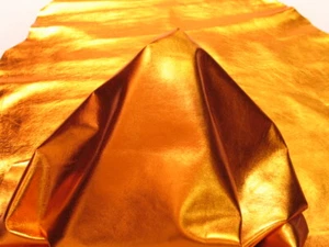 Lambskin Leather hides Metallic Orange - Picture 1 of 1