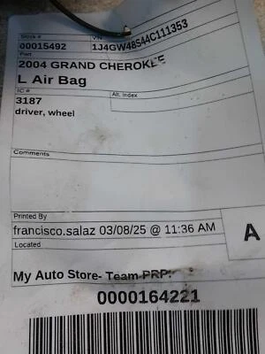 Used Steering Wheel Air Bag fits: 2004 Jeep Grand cherokee driver wheel Grade A - Imagem 1 de 4