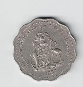 Bahamas Coat of Arms Fish 10 cents 1987-coin B-2 - Picture 1 of 2